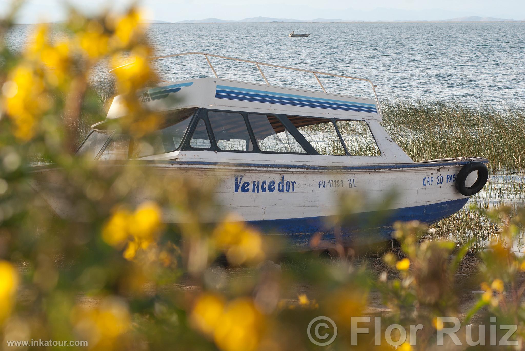 Boat on the lake Titicaca