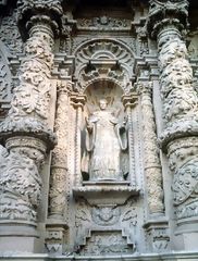 Facade detail of La Merced Church in Lima