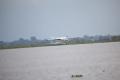 Seaplane over the Amazon River