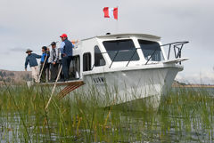 Boat on the lake Titicaca