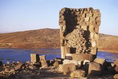 Chullpa by the shores of Lake Umayo, Sillustani