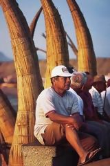 Resident with Totora Reed Horses, Huanchaco