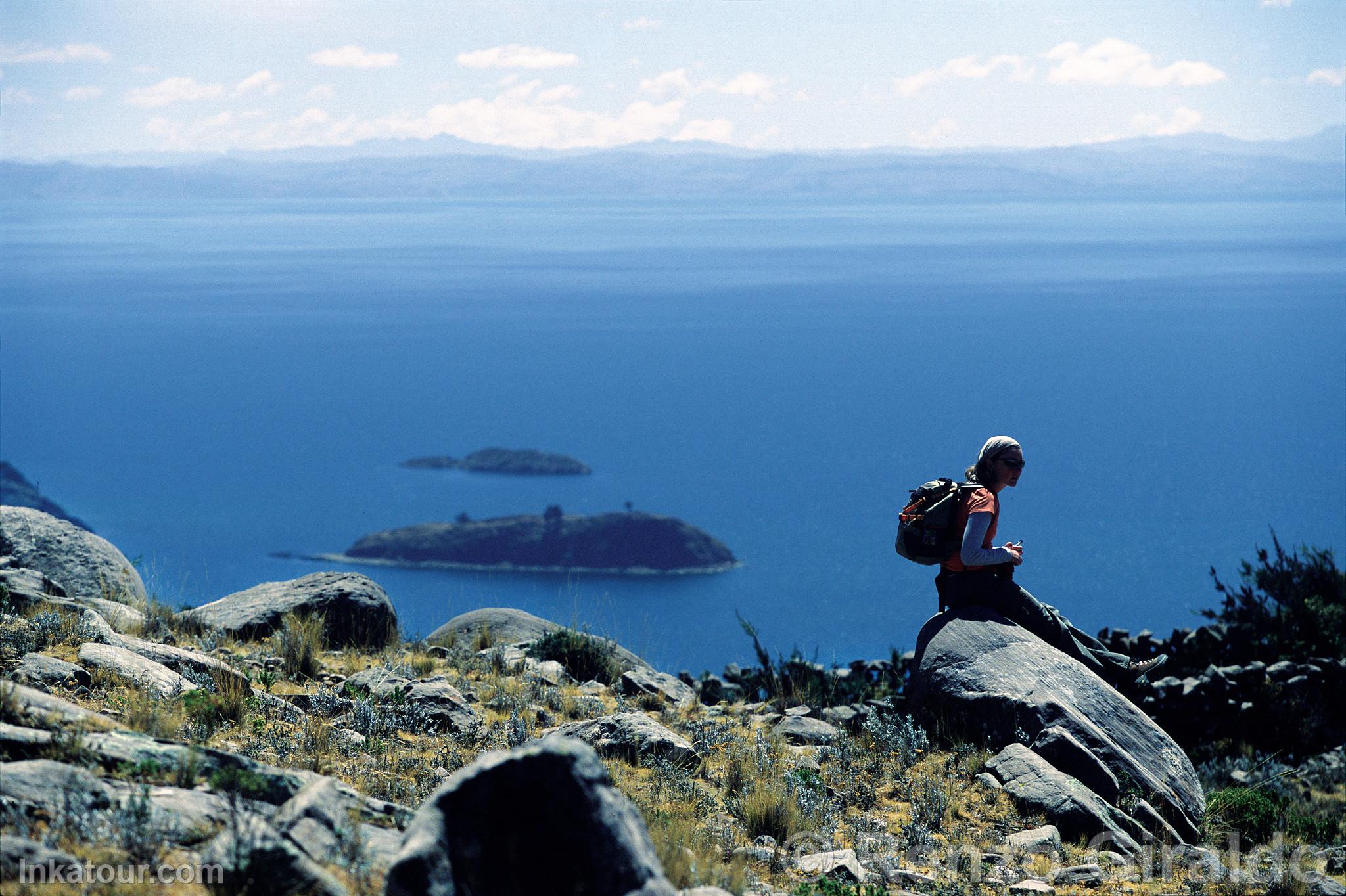 Tourist at Lake Titicaca